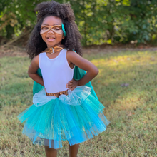 Load image into Gallery viewer, Superhero Teal Tutu Cape
